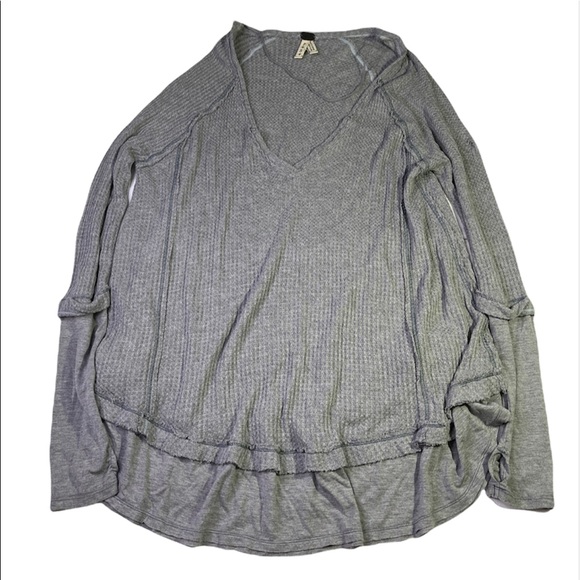 We The Free Gray Oversized Waffle Long Sleeve Size Small - Picture 4 of 13